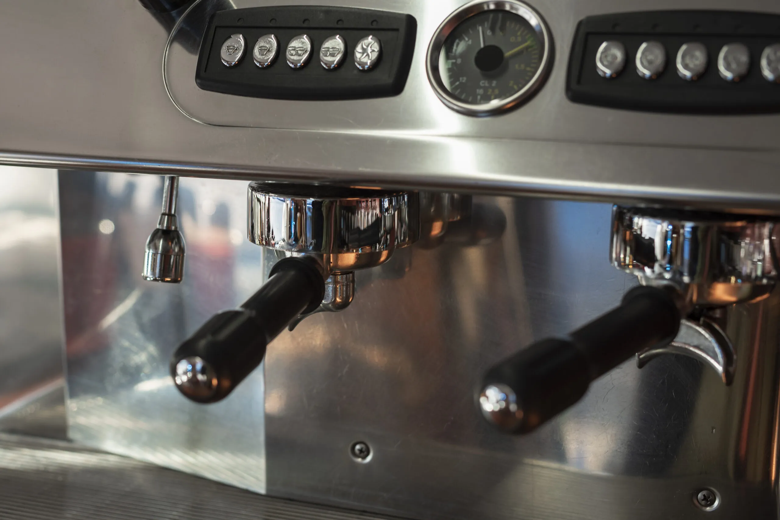 Modern Italian espresso coffee machine on a cafe counter in Sri Lanka